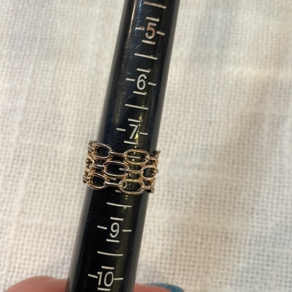 💐5/25 silver wide open honeycomb chain thick statement band ring - Picture 5 of 6